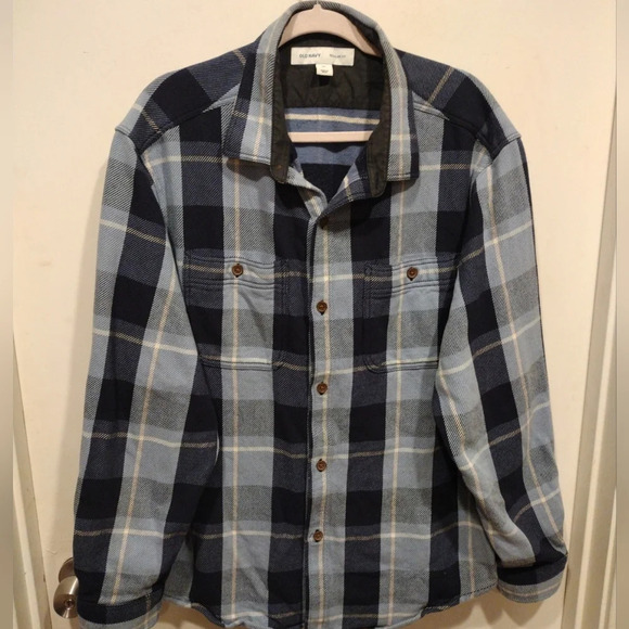 Old Navy Men's Blue Plaid Shirt Jacket Shacket Sz XXL-Outdoor Hiking Grunge - Picture 1 of 6